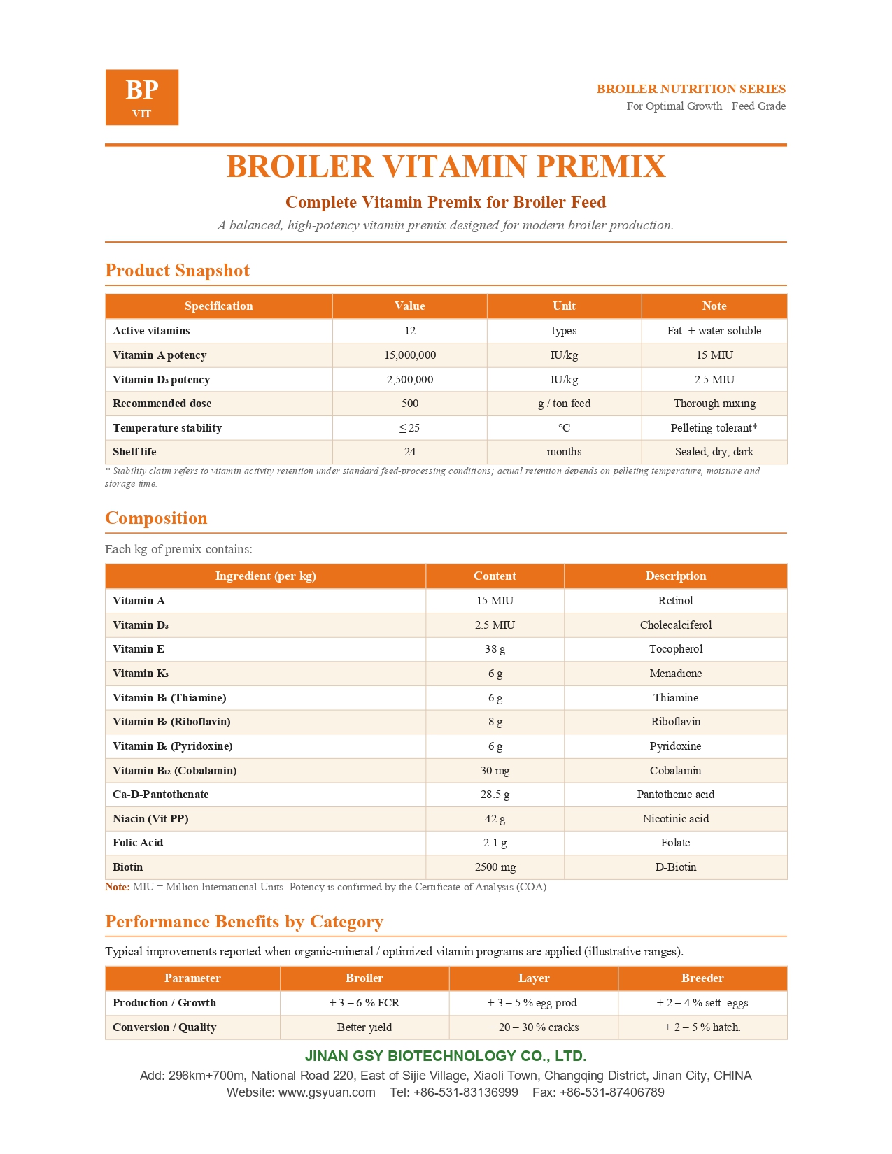 BROILER VITAMIN PREMIX
